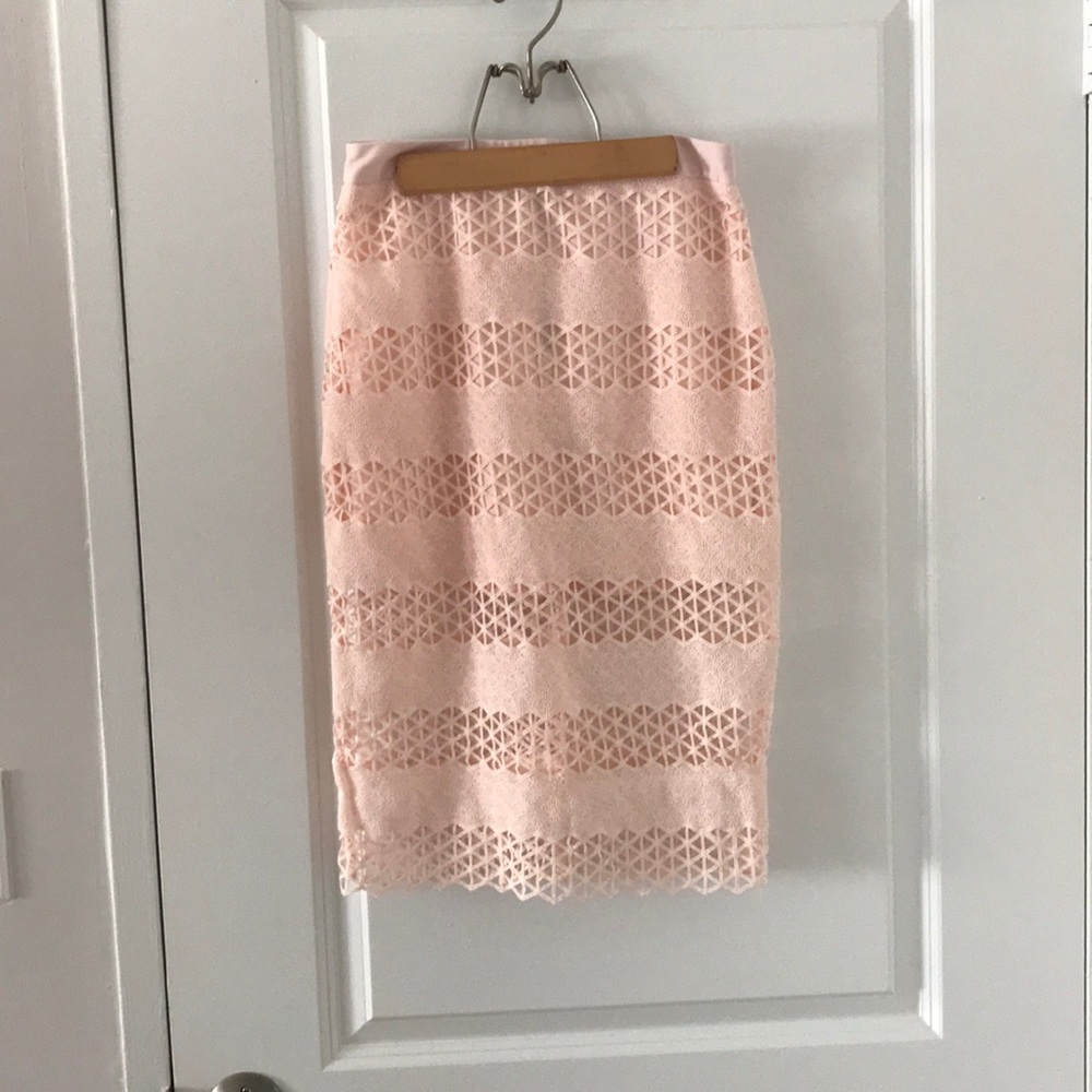 ASTR pink midi lace skirt